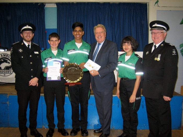 With the St Johns Ambulance Group for their Enrolment and Awards Evening at Brampton Primary Academy